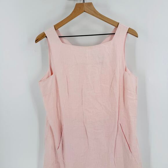Vintage Bloomingdale’s Linen Sleeveless Dress Light Pink Sheath Cottagecore 12P - Picture 4 of 10